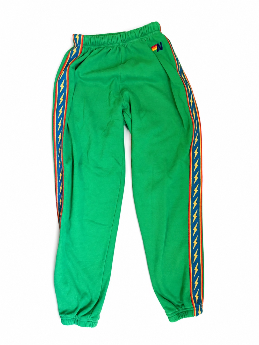 Aviator Nation Kelly Green 5 Stripe Bolt Stripe Sweatpant Joggers - Picture 2 of 5